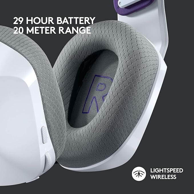 Logitech G733 Lightspeed Wireless Gaming Headset, Suspension Headband, Lightsync RGB, Blue VO!CE Mic, PRO-G Audio – White, Gaming Headset Wireless, PC, PS5, PS4, Switch Compatible