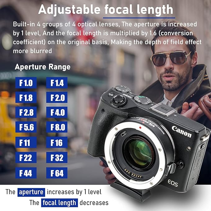 VILTROX EF-M2 Pro Lens Adapter 0.71x Auto Focus EF Lens to M4/3 Mount Adapter Compatible with Canon EF Lens to M4/3 Mount Camera GH4 GH5 GF8 GF9 GX8 GX85 G6 G7 E-M5 E-M10 E-PL7 E-PL8 E-P5 Pen-F