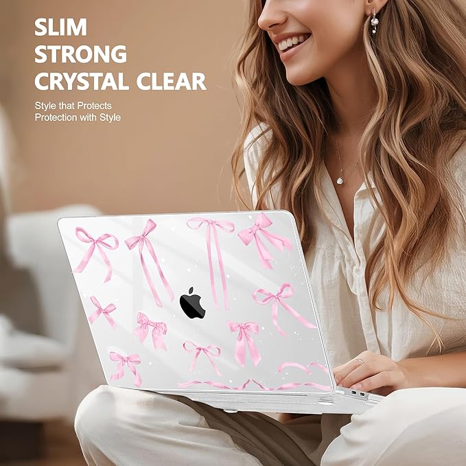 Case for MacBook Pro 13 inch with/Without Touch Bar (2016-2022, M2 A2338 M1 A2289 A2251 A2159 A1989 A1706 A1708), Hard Shell + Keyboard Cover + Dust Plug, Bowknot