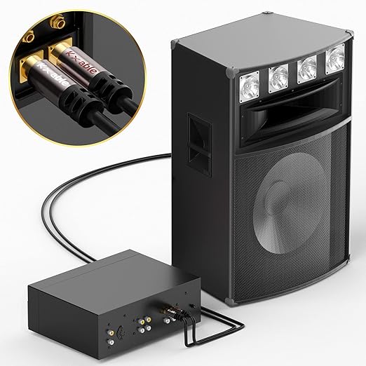 RCA Cable 125FT, 2RCA Male to 2RCA Male Stereo Audio Cable,【Oxygen-Free Copper, Hi-Fi Sound, Double Shielded】 2 RCA Car Audio Subwoofer Cord for Home Theater, HDTV, Amplifier, Hi-Fi System, Speaker