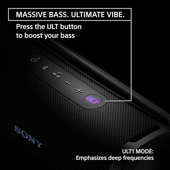 Sony ULT Field 1 Waterproof Portable Bluetooth Speaker, Enhanced Bass, 12h Battery, IP67 Rated Dustproof Shockproof Rustproof, Detachable Strap SRSULT10H, Forest Gray