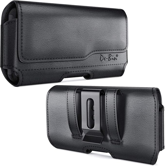 DeBin Holster for iPhone 17 17 Pro 16 16e 16 Pro 15, 15 Pro 14 13 12 11 X Xs 10 XR, Galaxy S25 S24, S23, S22 - Cell Phone Belt Holder Clip Case Pouch Cover (Fits Cellphone with Case on) Black