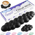 Cloud Wrist Rest Keyboard, Cloud Keyboard Wrist Pad Set with PU Leather Memory Foam, Cute Arm Rest for Palm Support, PC/Gaming Desk Accessories/Office Setup/Computer Hand Cushion - Black