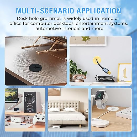 Desk Grommet, 3/4 in 20 mm Silicone Rubber Grommets, Black Desk Hole Cover for Cables, Flexible Wall Cord Pass Through Grommet for Office Table Computer Home Furniture Wire Organizer-15 Pcs
