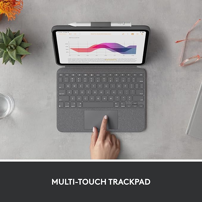 Logitech Combo Touch iPad 10th Gen Case, Detachable Keyboard, Large Precision Trackpad, Backlit Keyboard, Smart Connector - Oxford Gray