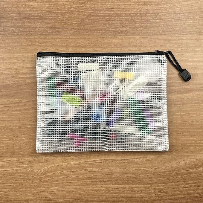 Oaimyy-16 PCS-9 x 12 inches-Mesh Zipper Pouch, Plastic Zip File Folders Puzzle Bags for Organizing,for Office Supplies,Travel,Home Storage-Multicolor