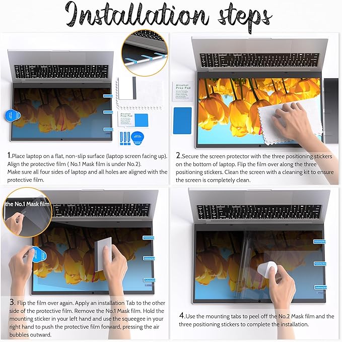 Nano Laptop Privacy Screen 14 Inch 16:9, No Glue Computer Monitor Privacy Shield, Matte Anti Glare Blue Light Filter Compatible with Lenovo Hp Dell Acer Asus Thinkpad Envy Xps