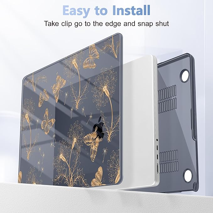 for MacBook Pro 16 inch Case 2021 2022 2023 2024 Release A3186 A3403 M4 A2991 M3 A2780 M2 A2485 M1 Pro/Max, Hard Shell Case with Screen Protector & Keyboard Cover, Butterflies