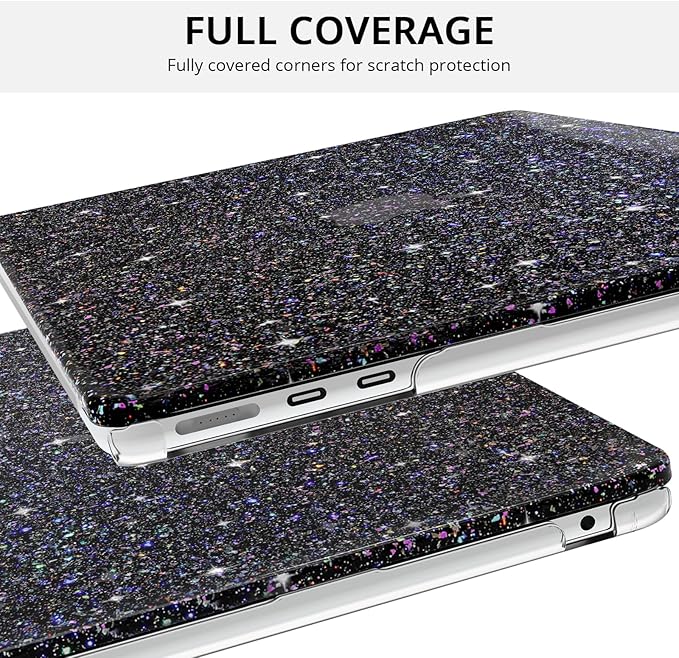 Anban Compatible with MacBook Pro 13 inch Case M2 M1 2025-2016 A2338 A2251 A2289 A2159 A1989 A1706 A1708, Plastic Hard Shell+Keyboard Cover+Screen Protector for MacBook Pro 13.3 inch Case, Shiny Black