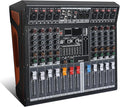 Audio Mixer 8 Channel, DJ Mixer Board with Power Amplifier, Audio Sound Card with 48V Phantom Power, Usb Audio Interface, Sounds Mixer Board with 99 DSP FX Reverb Delay Effect for Streaming