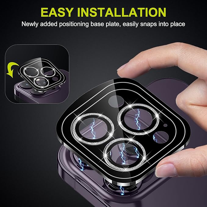 WSKEN for iPhone 14 Pro/iPhone 14 Pro Max Camera Lens Protector,[Night Shooting Mode] HD Tempered Metal Glass Camera Screen Protector Cover Film Accessories, Glitter