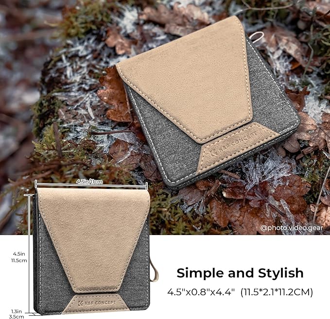 K&F Concept Lens Filter Case 4 Pocket, Leather Carrying Filters Bag Pouch for Square ND CPL etc Filters up to 100x100mm, Designed NANO-X Series Square Bracket 100mm