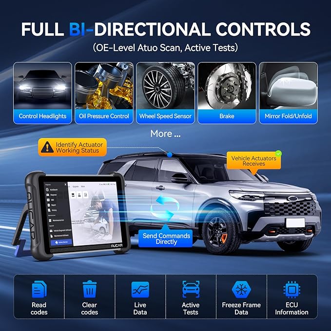 MUCAR 892BT AI-Assisted Bidirectional Scan Tool, Full System OBD2 Scanner, Bi-Directional OBD2 Scanner Diagnostic Tool,ECU Coding, 35 Services, FCA Autoauth, CANFD and DOIP, Free Lifetime Upgrade