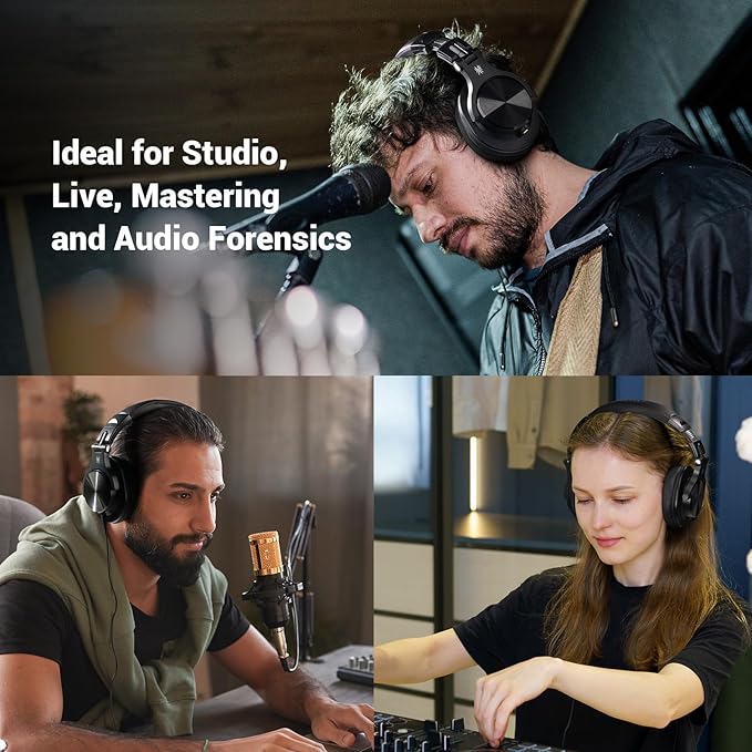 OneOdio A70 Bluetooth Over Ear Headphones, Wireless Headphones with 72H Playtime, Hi-Res, Built-in Mic, 3.5mm/6.35mm Wired Audio Jack for Studio Monitor & Mixing DJ Guitar AMP, Computer Laptop PC