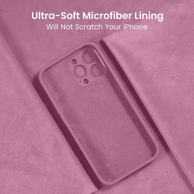 FireNova Designed for iPhone 15 Pro Max Case, Silicone Upgraded [Camera Protection] Phone Case with [2 Screen Protectors], Soft Anti-Scratch Microfiber Lining Inside, 6.7 inch, Lilac Purple