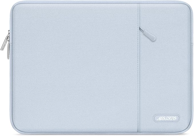 MOSISO Laptop Case 13.3 inch, 13-13.3 inch Laptop Sleeve Compatible with MacBook Air/Pro 13 / Pro 14, HP Dell ASUS Lenovo Notebook, Polyester Vertical Computer Sleeve Bag with Pocket, Baby Blue