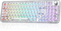 YUNZII X98 QMK/VIA Wireless Mechanical Gaming Keyboard with Knob,Tri-Mode BT5.0/USB-C/2.4GHz Hot Swappable Keyboard,Pre-lubed Switches Gasket Mount RGB Backlit for Wins/Mac (White, Snow Switch)