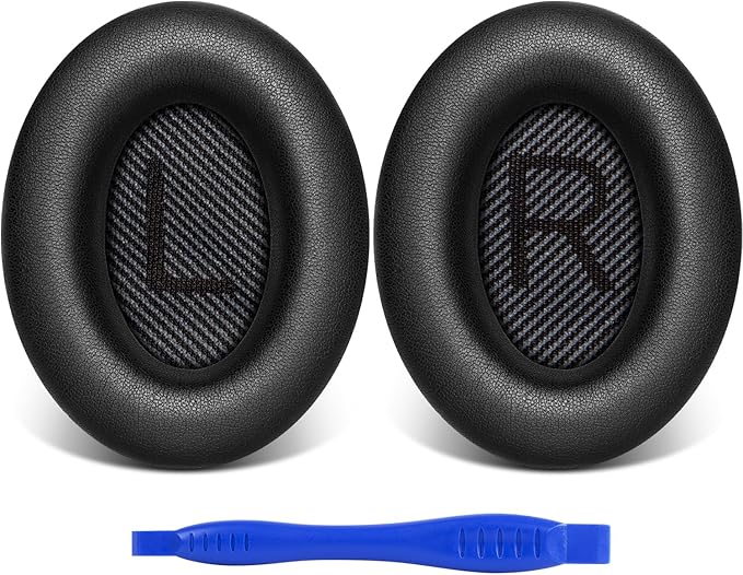 Link Dream Ear Pads for Bose Quiet Comfort 35 Soft Protein Leather Replacement Earpads Ear Cushions Ear Pad for Bose QC 35/25 / 15 QC2 / Ae2 / Ae2i / Ae2W / Sound Link/Sound True (Black)