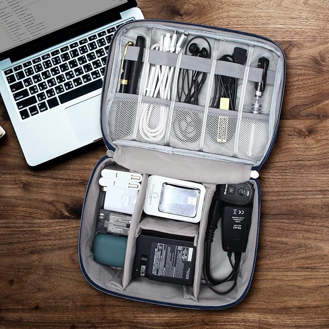 VOCUS Electronics Organizer Travel Cable Organizer Bag for Electronics Accessories, Portable Tech Carring Large Storage Case for Charger, Cord, Power Bank, Hardware