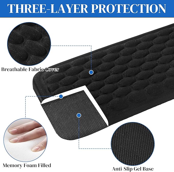 MABOZOO L-Shaped Desk Wrist Elbow Rests, 2PCS Memory Foam Elbow Support Padding with Non-Slip Bottom, Ergonomic Wrist Cushions for Table or Desk Edge