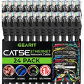 GearIt 24-Pack, Cat5e Ethernet Patch Cable 10 Feet - Snagless RJ45 Computer LAN Network Cord, Black