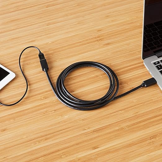 Amazon Basics USB-A 3.0 Extension Cable, 4.8Gbps High-Speed, Male to Female Gold-Plated Connectors, 6.5 Foot, Black