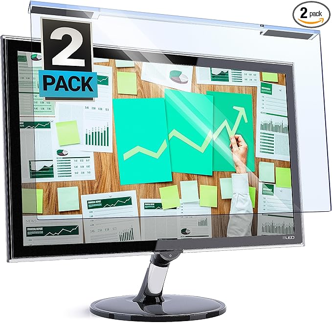 VINTEZ Blue Light Screen Protector for 27 Inch Computer Monitor and Laptop – Anti-UV Blue Light Blocking Film for Desktop PC, Eye Protection Filter, 24" x 14", 2 Pack
