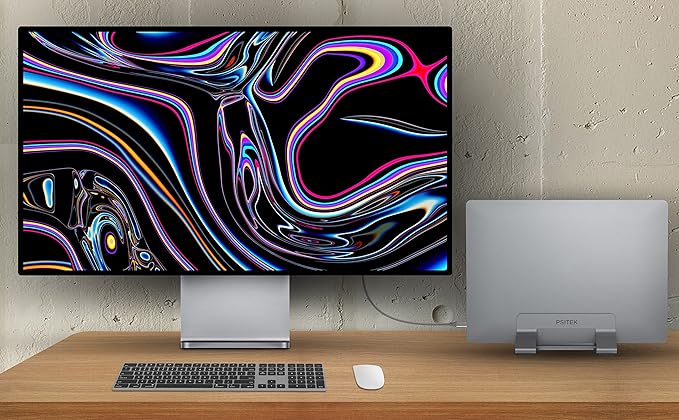 Aluminum Vertical Laptop Stand Dock Holder, Adjustable Slot Width 12-42mm, Space-Saving Upright Storage for MacBook and Laptops