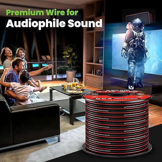 14AWG Speaker Wire, GearIT Pro Series 14 AWG Gauge Speaker Wire Cable (50 Feet / 15.24 Meters) Great Use for Home Theater Speakers and Car Speakers Black