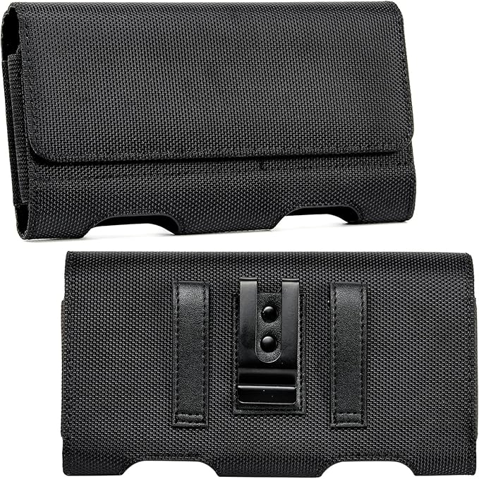 BECPLT Nylon Belt Holster Case Cell Phone Pouch Belt Holder Phone Holster Cover with Clip - Compatible with iPhone 13 Mini, 12 Mini, SE 2020, 8, 7, 6, 6S, Galaxy S10e, S7, J5 (Black)