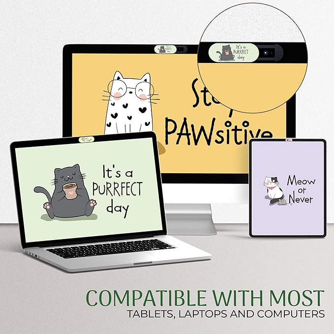 MESMOS Webcam Cover Slide, Cat Lovers Gifts for Women, Cat Lover Themed Thing, Mom Gifts for Women, Laptop Camera Cover Slide Cute (Large)
