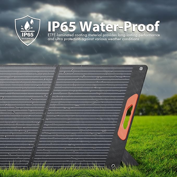 120W Portable Solar Panels for Power Station, 120 Watt ETFE Monocrystalline Foldable 20V DC Output Solar Panel Charger, 24% High Efficiency, QC3.0 USB-A & Type-C Output for Outdoor Camping RV Blackout