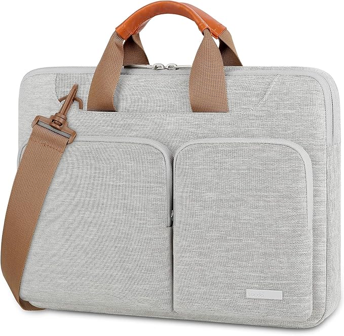 Lacdo 17 17.3 Inch Laptop Bag Women Men Sleeve Case for Dell/HP Envy/ASUS/Acer/Lenovo/LG/Razer Blade Pro 17/MacBook Pro 17, Computer Shoulder Messenger Bag Business Briefcase with Shoulder Strap, Gray