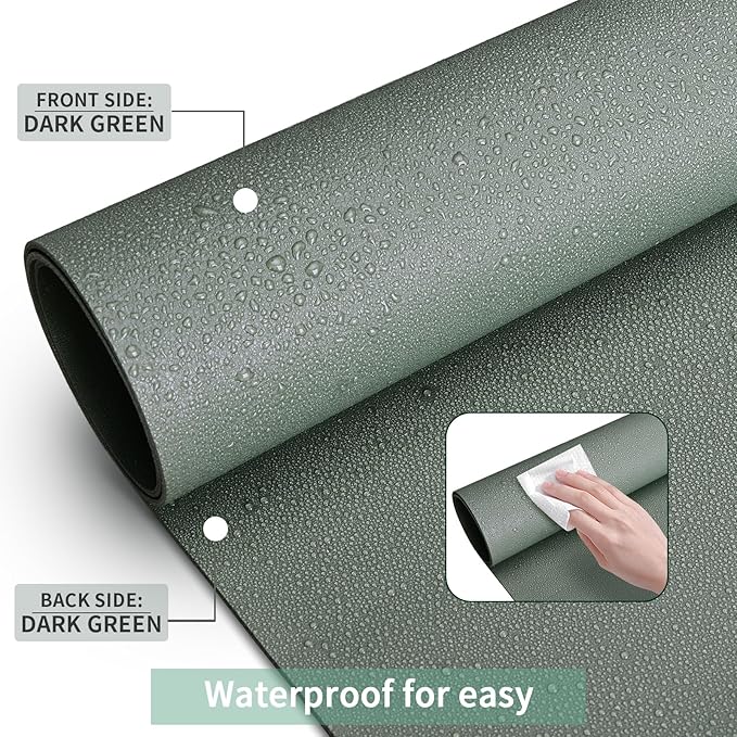 KINGFOM Desk Pad Office Desktop Protecter, PU Leather Desk Mat Blotters Organizer with Comfortable Writing Surface (47.2" x 23.6", Green)