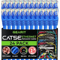 GearIT 24-Pack, Cat5e Ethernet Patch Cable 3 Feet - Snagless RJ45 Computer LAN Network Cord, Blue - Compatible with 24 48 Port Switch POE Rackmount 24port Gigabit