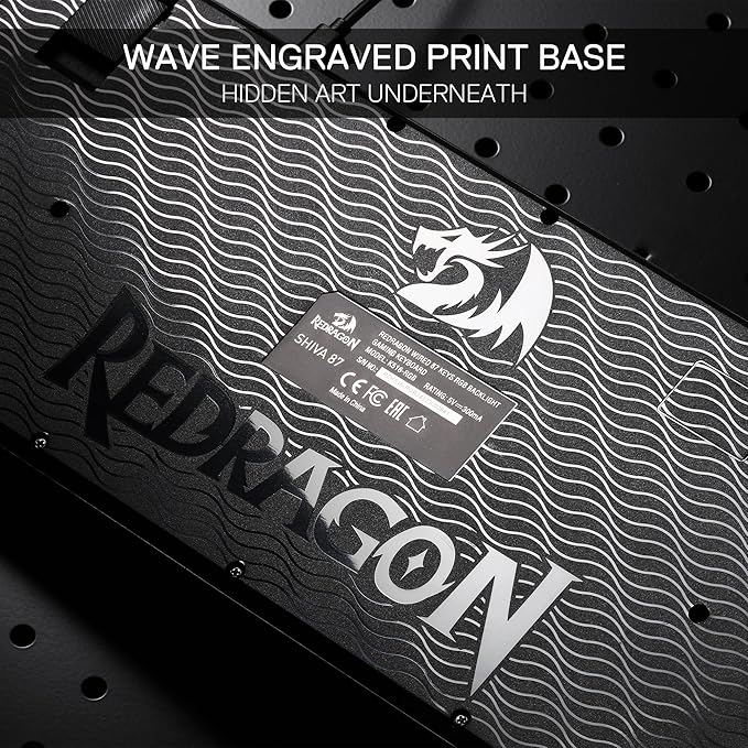 Redragon K516 Shiva TKL Wired RGB Membrane Gaming Keyboard, 87 Keys Mechanical-Feel Keyboard w/Smooth Linear Switch, On-Board Macro & Dedicated Multimedia Keys, 16.8M RGB Backlit, Software Supported